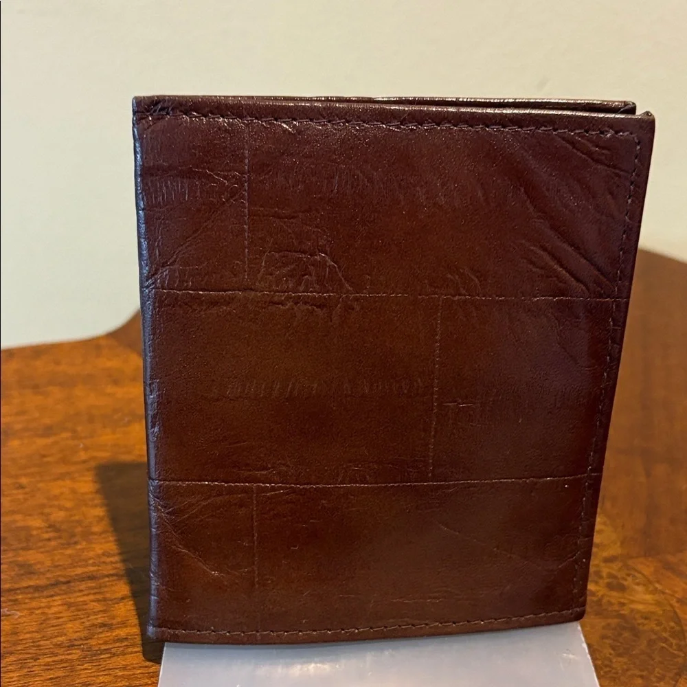 Craft Wallet Top grain cowhide Leather Unisex Eel skin pattern print NWOT